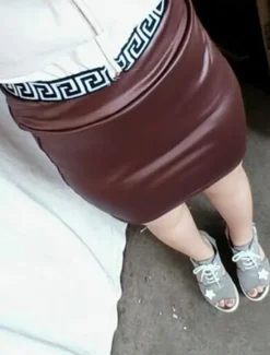 Best Women's Skirt Bodycon Elegant Fashion Casual Above Knee High Waist Skirts Solid Colored Vacation Street Wine Black Navy Blue Coffee Spring & Summer Faux Leather Women Skirts