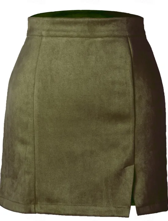 Women's Skirt Bodycon Fashion Sexy Mini High Waist Skirts Solid Colored Split Ends Vacation Street Wine Black Pink Brown Winter Suede Women Skirts