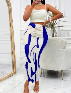 Hot Women's Skirt Bodycon Fashion Casual Maxi High Waist Skirts Floral Print Stretchy Street Daily Blue Fuchsia Apricot Coffee Summer Polyester Women Skirts