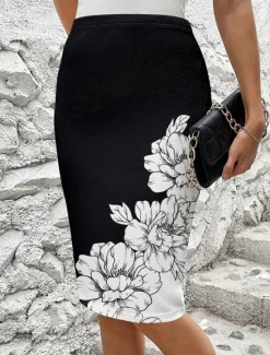 Women's Skirt Bodycon Knee-length Skirts Print Solid Colored Street Daily Spring Fashion Casual Women Skirts