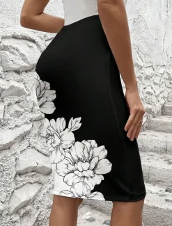 Women's Skirt Bodycon Knee-length Skirts Print Solid Colored Street Daily Spring Fashion Casual Women Skirts