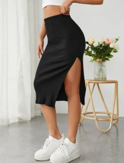 Best Women's Skirt Bodycon Midi Skirts Split Ends Solid Colored Street Casual Daily Summer Fashion Casual Women Skirts