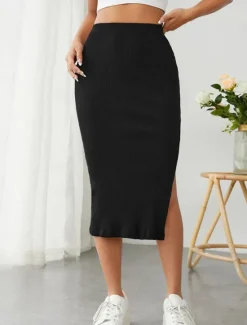 Best Women's Skirt Bodycon Midi Skirts Split Ends Solid Colored Street Casual Daily Summer Fashion Casual Women Skirts