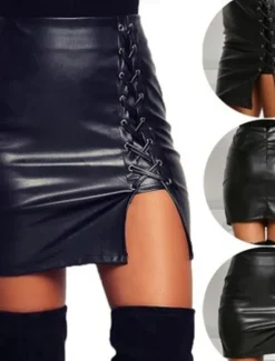Clearance Women's Skirt Bodycon Midi High Waist Skirts Drawstring Solid Colored Street Daily Spring & Summer Elegant Fashion Casual Wine Black Dark Red Blue Women Skirts