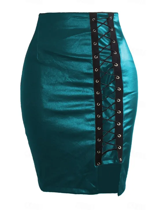 Clearance Women's Skirt Bodycon Midi High Waist Skirts Drawstring Solid Colored Street Daily Spring & Summer Elegant Fashion Casual Wine Black Dark Red Blue Women Skirts