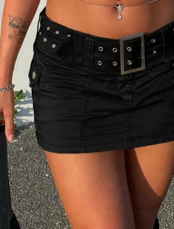 Outlet Women's Skirt Cargo Skirt Mini High Waist Skirts Pocket Solid Colored Street Going out Summer Denim Fashion Casual Black White Women Skirts