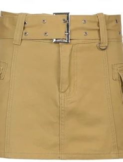 Outlet Women's Skirt Cargo Skirt Mini High Waist Skirts Pocket Solid Colored Street Going out Summer Denim Fashion Casual Black White Women Skirts
