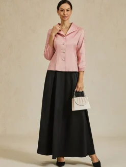 Discount Women's Skirt Elegant Vintage Long Shiny Maxi High Waist Skirts Stretchy Summer Nylon Women Skirts