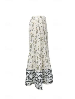 Best Women's Skirt Fashion Boho Maxi Mid Rise Skirts Floral Print Micro-elastic Street Going out Summer Polyester Women Skirts