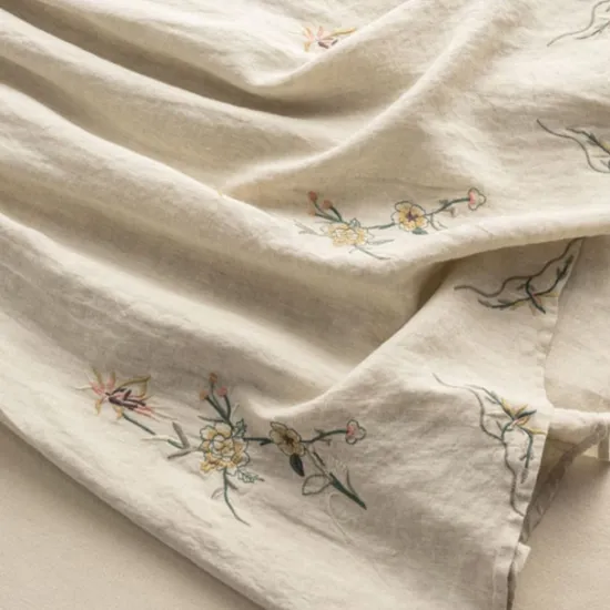 New Women's Skirt Linen Skirts Fashion Casual Maxi High Waist Skirts Floral Embroidered Casual Daily Weekend Summer Cotton And Linen Women Dresses|Skirts