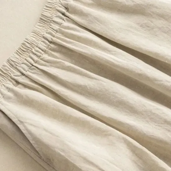 New Women's Skirt Linen Skirts Fashion Casual Maxi High Waist Skirts Floral Embroidered Casual Daily Weekend Summer Cotton And Linen Women Dresses|Skirts