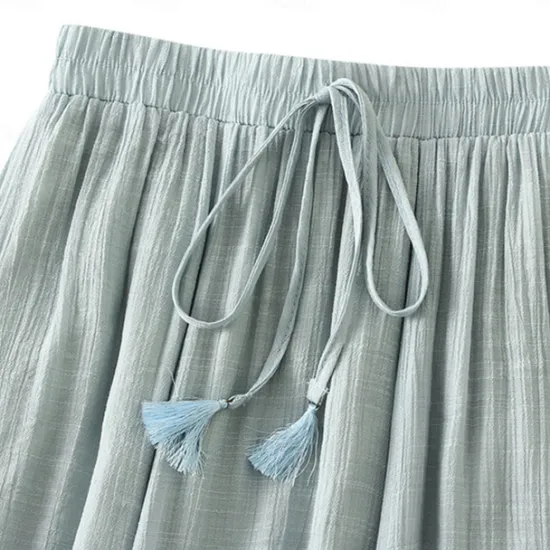 Best Women's Skirt Linen Skirts Fashion Casual Midi High Waist Skirts Solid Colored Drawstring Casual Daily Weekend Black Pink Blue Khaki Summer Cotton And Linen Women Skirts|Dresses