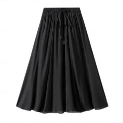 Best Women's Skirt Linen Skirts Fashion Casual Midi High Waist Skirts Solid Colored Drawstring Casual Daily Weekend Black Pink Blue Khaki Summer Cotton And Linen Women Skirts|Dresses