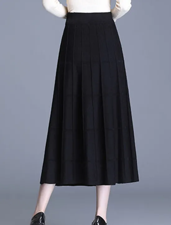 Outlet Women's Skirt Long Skirt Midi High Waist Skirts Ruched Solid Colored Street Daily Spring & Summer Elegant Fashion Casual Black Coffee Women Skirts