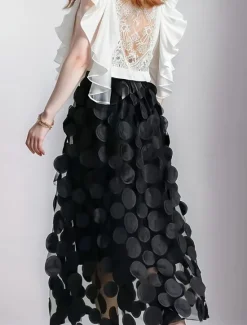 Hot Women's Skirt Midi Skirts Patchwork Geometric Vacation Party Summer Fashion Casual Black Women Skirts