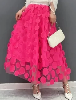Hot Women's Skirt Midi Skirts Patchwork Geometric Vacation Party Summer Fashion Casual Black Women Skirts