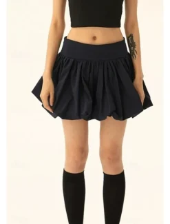Sale Women's Skirt Mini Skirt Fashion Mini Mid Rise Skirts Plain Ruched Micro-elastic Vacation Street Black Pink Camel Grey Summer Polyester Women Skirts