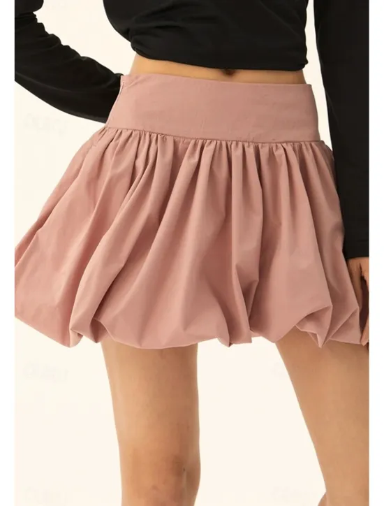 Sale Women's Skirt Mini Skirt Fashion Mini Mid Rise Skirts Plain Ruched Micro-elastic Vacation Street Black Pink Camel Grey Summer Polyester Women Skirts