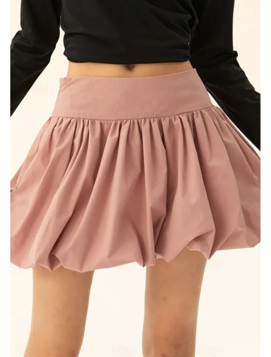 Sale Women's Skirt Mini Skirt Fashion Mini Mid Rise Skirts Plain Ruched Micro-elastic Vacation Street Black Pink Camel Grey Summer Polyester Women Skirts