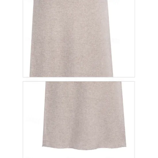 Women's Skirt Pencil Work Skirts Fashion Basic Casual Midi Skirts Solid Colored Split Knitting Office / Career Street caramel Black Wine khaki Autumn / Fall Woolen Women Skirts