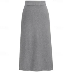 Women's Skirt Pencil Work Skirts Fashion Basic Casual Midi Skirts Solid Colored Split Knitting Office / Career Street caramel Black Wine khaki Autumn / Fall Woolen Women Skirts
