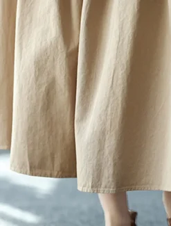 Best Women's Skirt Swing Basic Casual Midi High Waist Skirts Solid Colored Pocket Casual Daily Weekend Black White Green Khaki Summer Cotton Linen Women Dresses