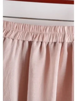 New Women's Skirt Swing Fashion Maxi Mid Rise Skirts Plain Ruched Micro-elastic Vacation Street Black White Pink Blue Summer Cotton Women Skirts