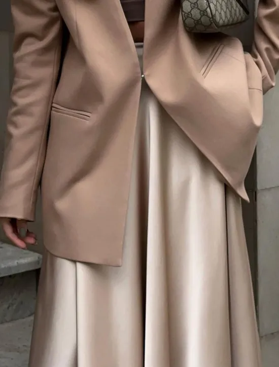 Online Women's Skirt Swing Long Skirt Elegant Fashion Maxi High Waist Skirts Solid Colored Street Daily Black White Khaki Summer Satin Women Skirts