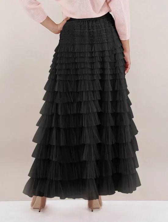 Outlet Women's Skirt Swing Tutu Maxi High Waist Skirts Pleated Solid Colored Street Daily Spring & Summer Elegant Fashion Casual Apricot Black Khaki Rose Red Women Skirts