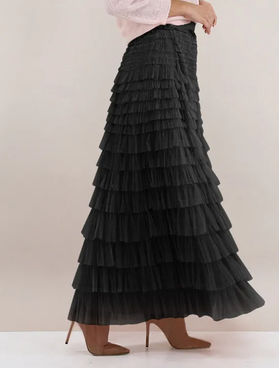 Outlet Women's Skirt Swing Tutu Maxi High Waist Skirts Pleated Solid Colored Street Daily Spring & Summer Elegant Fashion Casual Apricot Black Khaki Rose Red Women Skirts