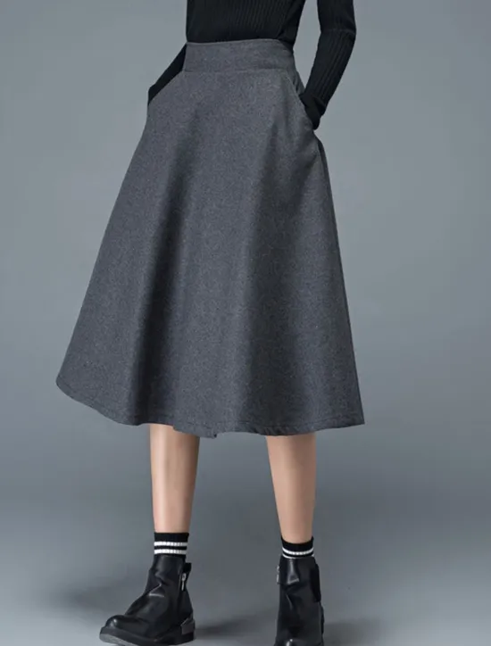 Sale Women's Skirt Swing Work Skirts Midi Skirts Pocket Solid Colored Street Daily Elegant Fashion Streetwear Casual Black Wine Gray Women Skirts