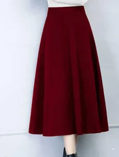 Sale Women's Skirt Swing Work Skirts Midi Skirts Pocket Solid Colored Street Daily Elegant Fashion Streetwear Casual Black Wine Gray Women Skirts