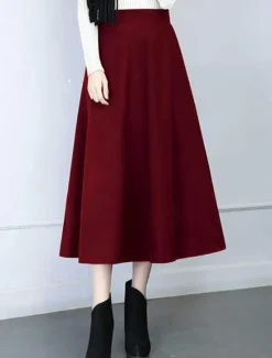 Sale Women's Skirt Swing Work Skirts Midi Skirts Pocket Solid Colored Street Daily Elegant Fashion Streetwear Casual Black Wine Gray Women Skirts