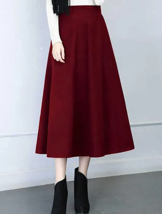 Sale Women's Skirt Swing Work Skirts Midi Skirts Pocket Solid Colored Street Daily Elegant Fashion Streetwear Casual Black Wine Gray Women Skirts