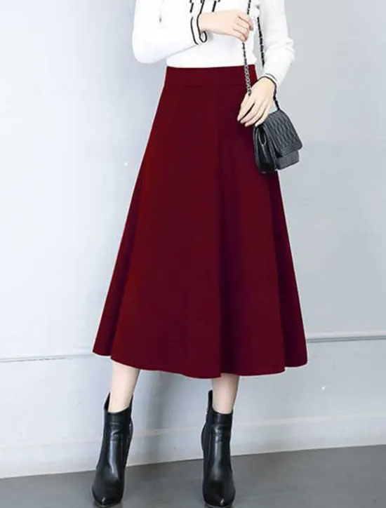 Sale Women's Skirt Swing Work Skirts Midi Skirts Pocket Solid Colored Street Daily Elegant Fashion Streetwear Casual Black Wine Gray Women Skirts