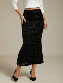 Clearance Women's Skirt Trumpet / Mermaid Elegant Vintage Maxi High Waist Skirts Stretchy Spring Velvet Women Skirts
