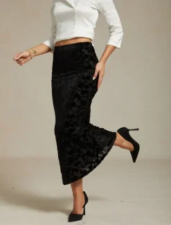 Clearance Women's Skirt Trumpet / Mermaid Elegant Vintage Maxi High Waist Skirts Stretchy Spring Velvet Women Skirts