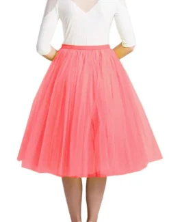 Clearance Women's Skirt Tutu Active Princess Lolita Tutus Long Midi Skirts Solid Colored Layered Tulle Performance Vacation Black White Pink Red Summer Organza Women Skirts