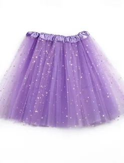 Clearance Women's Skirt Tutu Fashion Casual Shiny Mini High Waist Skirts Solid Colored Sparkle Tulle Vacation Date Black Yellow Pink Red Summer Tulle Women Skirts