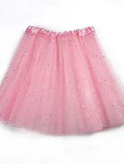 Clearance Women's Skirt Tutu Fashion Casual Shiny Mini High Waist Skirts Solid Colored Sparkle Tulle Vacation Date Black Yellow Pink Red Summer Tulle Women Skirts