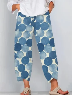 Sale Women's Slacks Pants Trousers Vacation Vintage Ethnic Style Ankle-Length High Waist Graphic Geometic Elastic Waistband Comfy Breathability Soft Inelastic Outdoor Street Daily Blue Purple Green Summer Women Pants