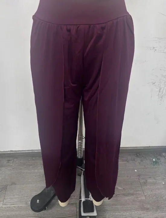 Outlet Women's Slacks Pants Trousers Casual Full Length Natural Plain Elastic Waist Split Comfy Comfortable Outdoor Going out carmine Dark red Forest Green Light Sky Blue Summer Regular Fit Women Pants