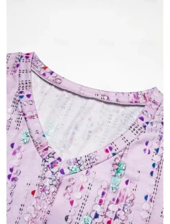 Sale Women's Sleepwear Casual Two-Piece Set Floral Stripe Print Short Sleeve V-Neck Top with Capri Leggings Spring Summer Comfort Fit Pastel Mint Green Regular Plus Size Lounge Outfit Women Sleepwear