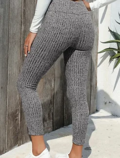 Women's Slim Full Length Solid Color Light Gray Dark-Gray Black Spring & Fall Women Pants