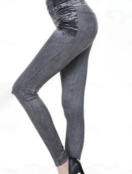Sale Women's Slim Pants Trousers Pocket High Cut High Waist Full Length Black Summer Women Leggings