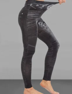 Online Women's Slim Pants Trousers Leggings Fashion Streetwear Casual Full Length High Waist Butterfly Pocket Print High Cut Breathability Comfortable High Elasticity Street Causal Daily Black Blue Summer Women Leggings