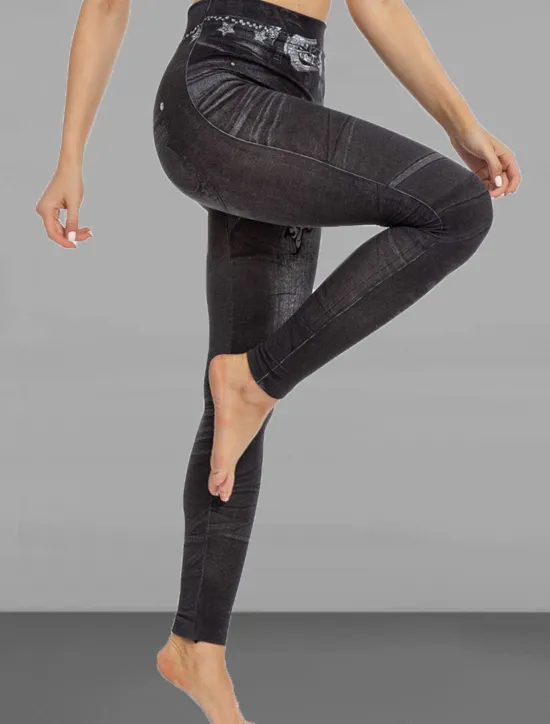 Online Women's Slim Pants Trousers Leggings Fashion Streetwear Casual Full Length High Waist Butterfly Pocket Print High Cut Breathability Comfortable High Elasticity Street Causal Daily Black Blue Summer Women Leggings