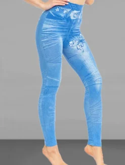 Online Women's Slim Pants Trousers Leggings Fashion Streetwear Casual Full Length High Waist Butterfly Pocket Print High Cut Breathability Comfortable High Elasticity Street Causal Daily Black Blue Summer Women Leggings
