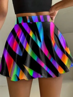 Best Women's Slim Skirt Fashion Casual Mini High Waist Skirts Graphic Geometric Stretchy Daily Blue Orange Green Summer 95%Polyester 5% Spandex Women Skirts