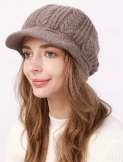 Best Women's Slouchy Beanie Hat Beret Hat Home Daily Holiday Solid / Plain Color Knit Casual Nordic Style Casual / Daily 1 pcs Women Hats